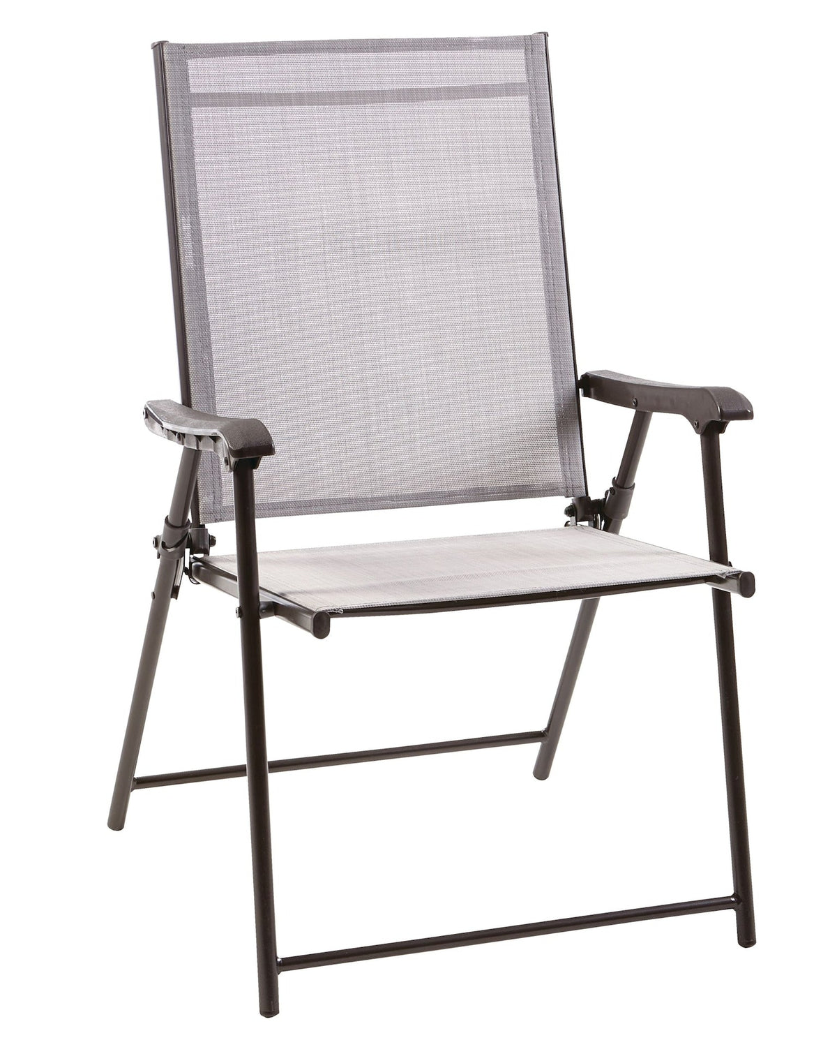 For Living Bluebay Sling Folding Outdoor Patio Accent Chair, Grey, 25x24x37-in
