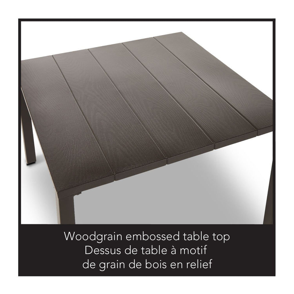 FOR LIVING Bracebridge All-Weather Wicker Outdoor Patio Sectional with Woodgrain Steel Table Top, Brown, 3-pc