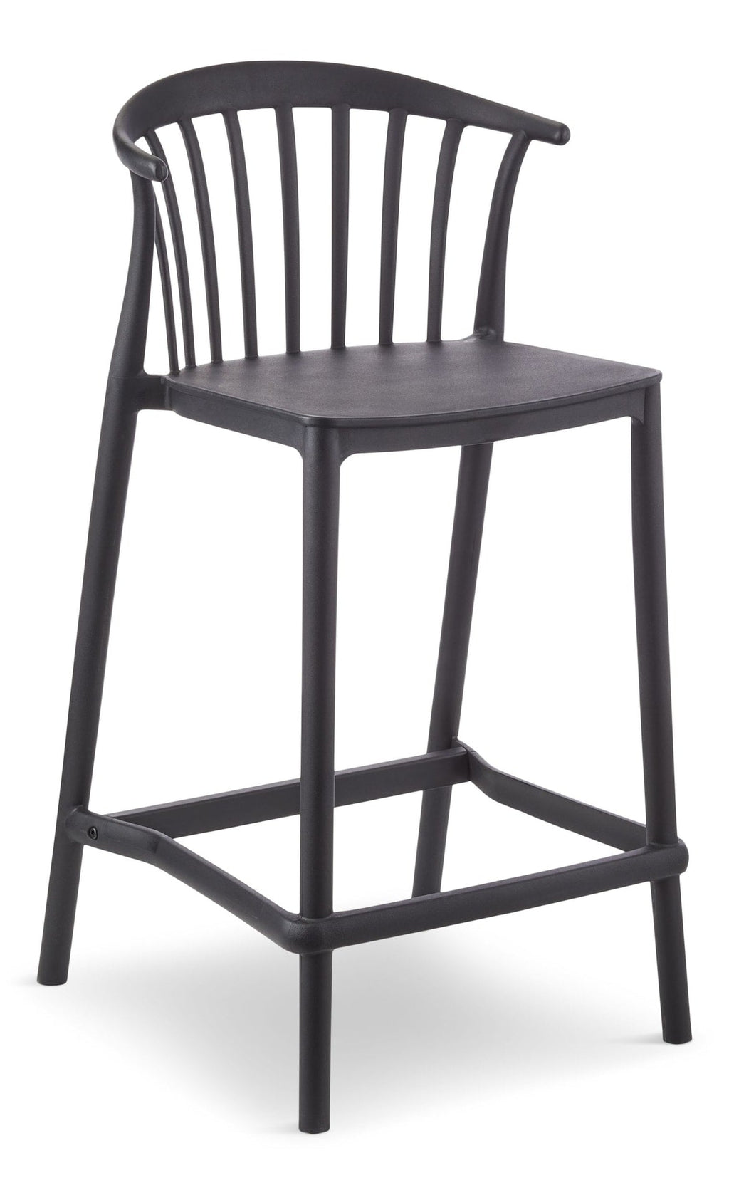 For Living Elevated Plastic Bar Stool with Footrest, Black
