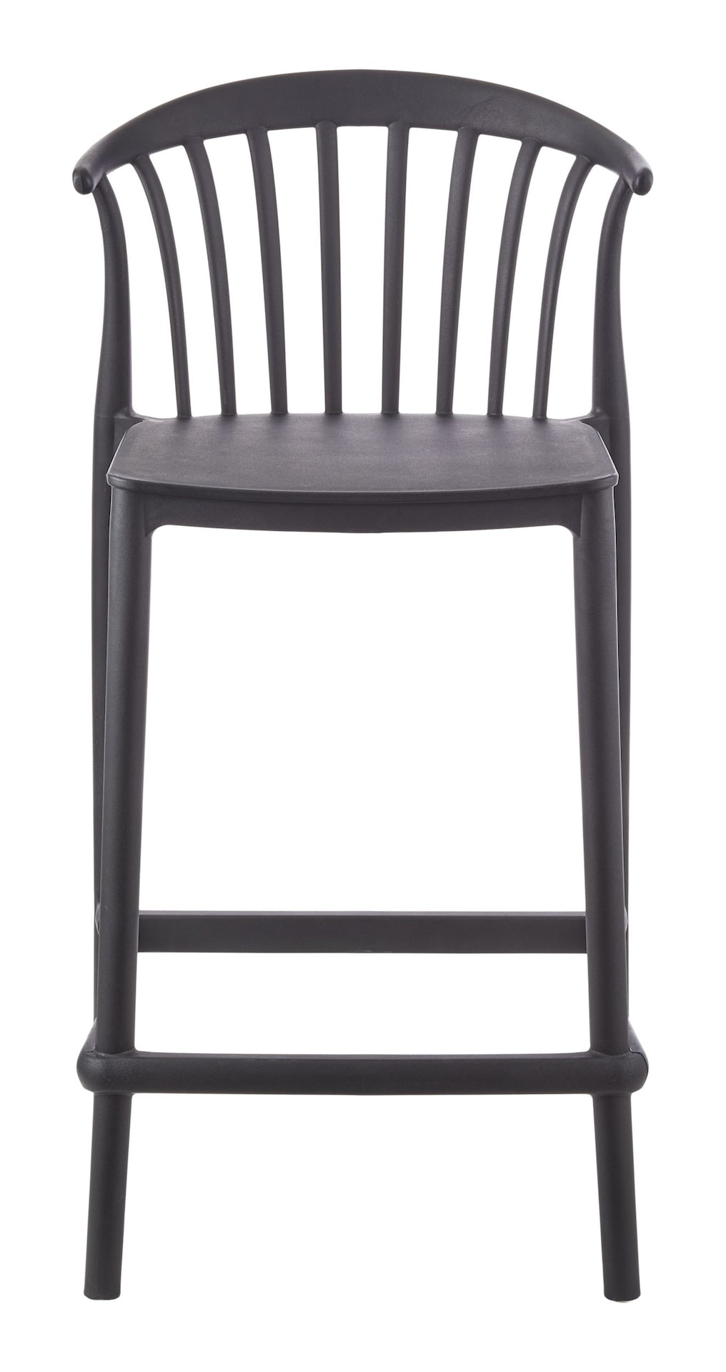 For Living Elevated Plastic Bar Stool with Footrest, Black