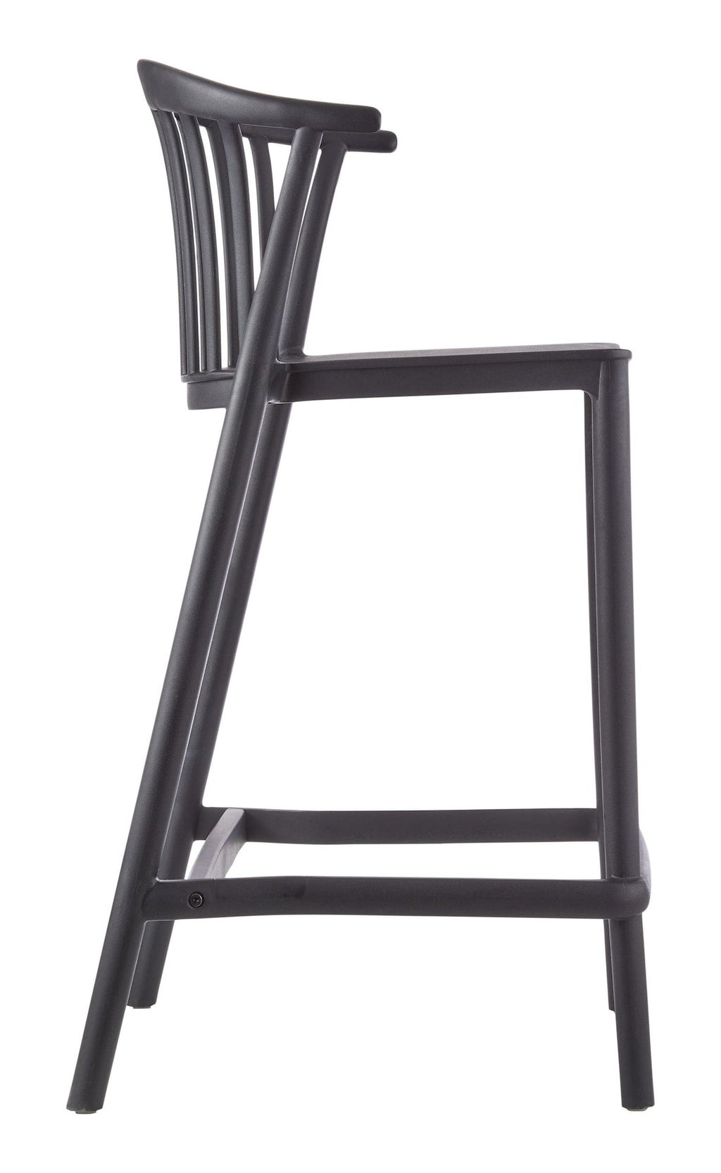 For Living Elevated Plastic Bar Stool with Footrest, Black