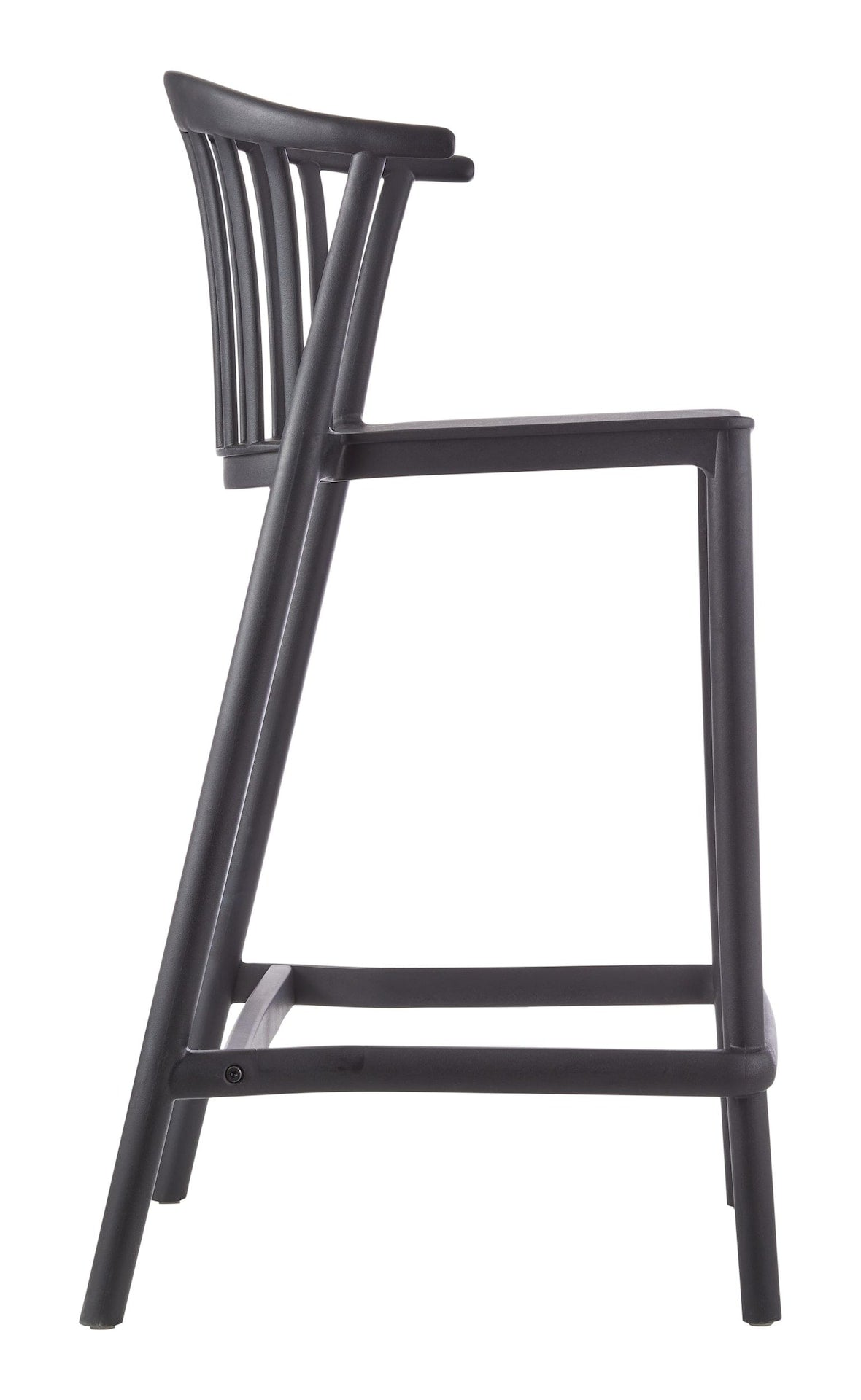For Living Elevated Plastic Bar Stool with Footrest, Black