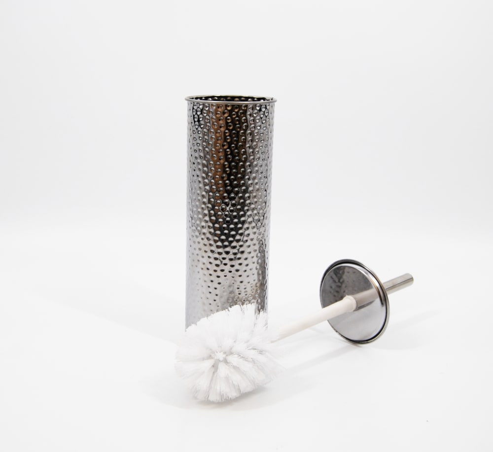 For Living Stainless Steel Compact Long Reach Toilet Brush, Hammered Finish
