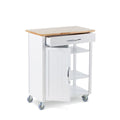 For Living Wood Top Kitchen Utility Storage Cart/Island With Locking Wheels, White