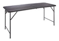For Living Woodgrain Folding Table, Plastic/Steel, Black, 6-ft