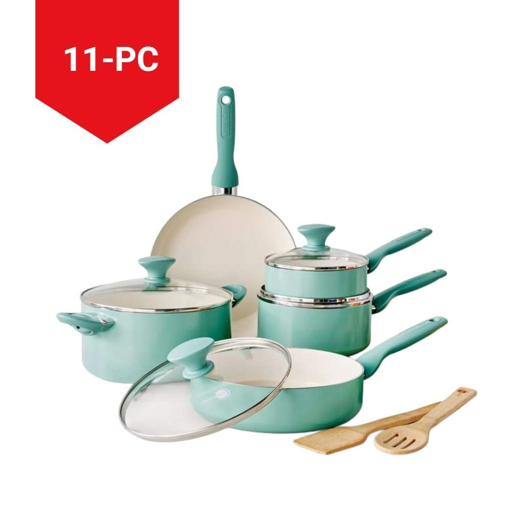 GreenPan Rio Ceramic Cookware Set, Dishwasher & Oven Safe, 11-pc