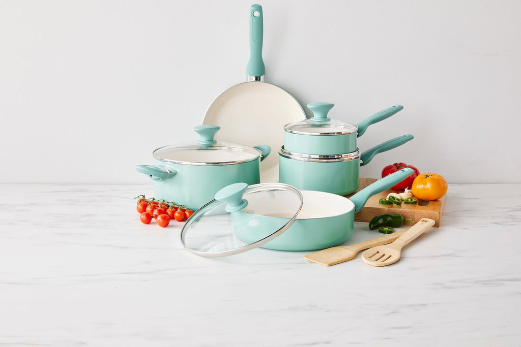 GreenPan Rio Ceramic Cookware Set, Dishwasher & Oven Safe, 11-pc