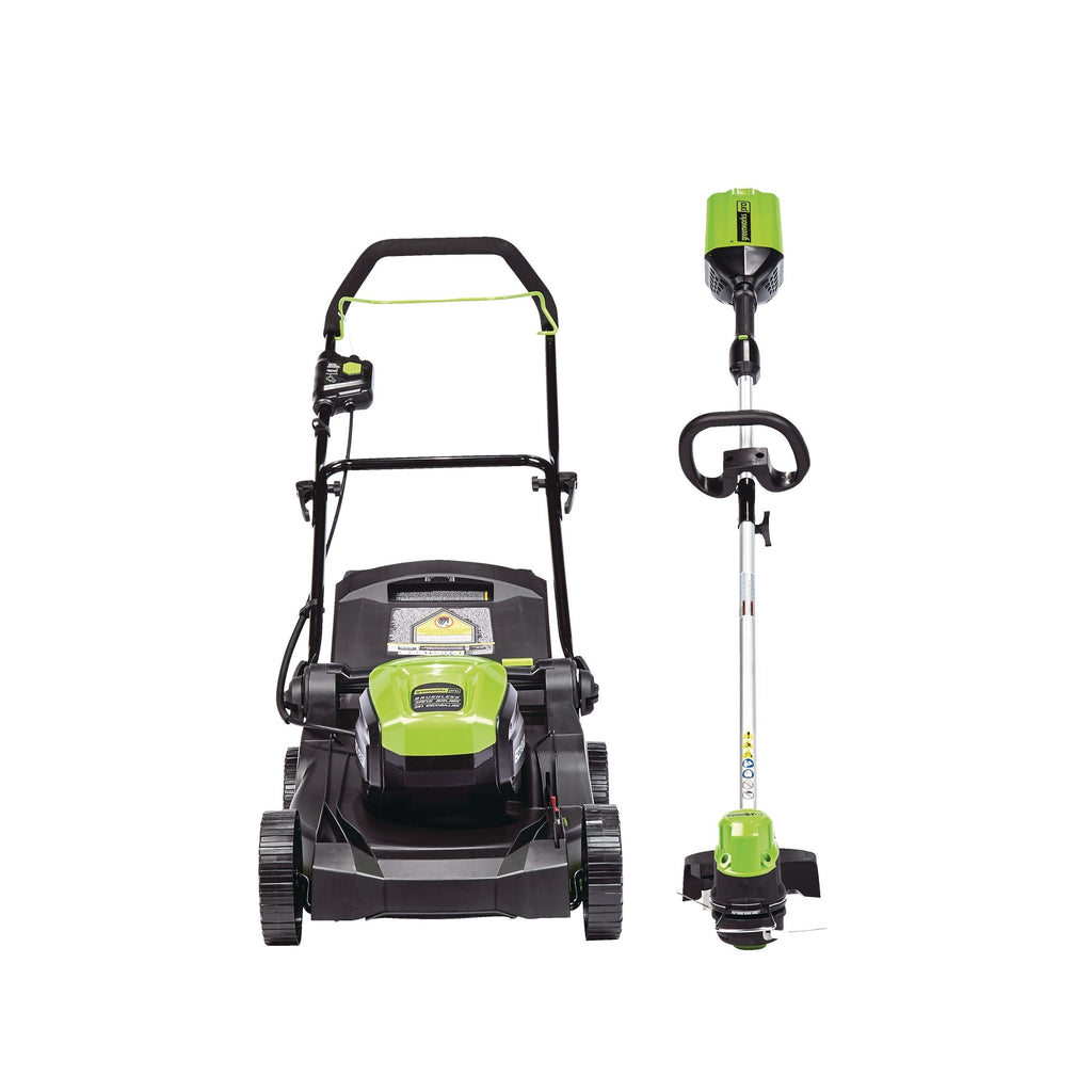 Greenworks 2-in-1 60V 4Ah Battery, Cordless Push Lawn Mower + String Trimmer, 17-in + 13-in