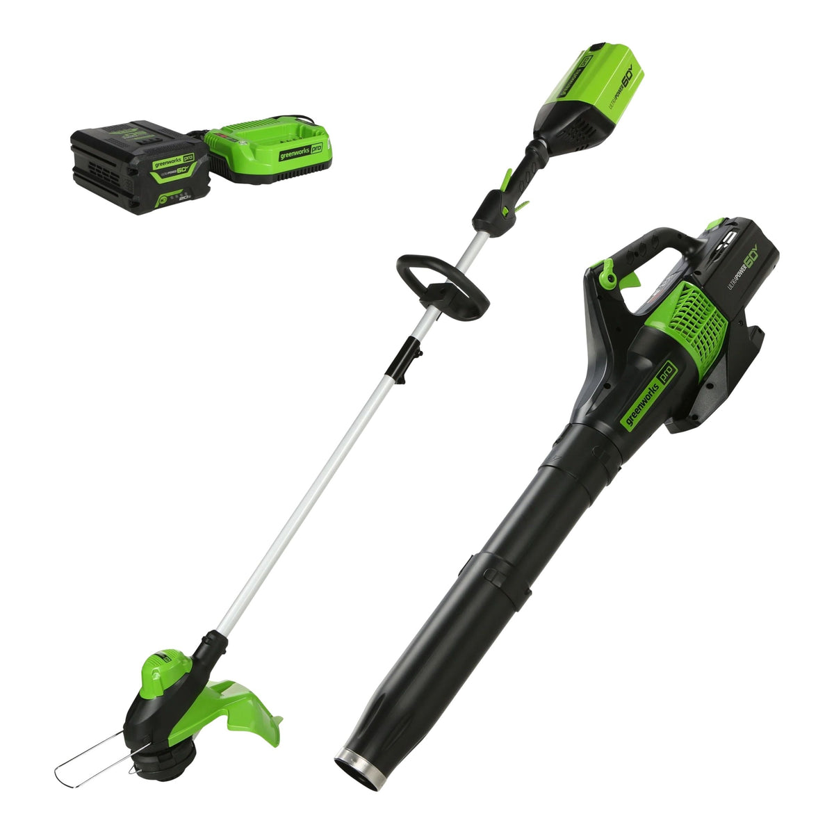 Greenworks 60V 13-in String Trimmer & 540CFM/140MPH Blower Combo Kit with 4.0Ah Battery & Charger