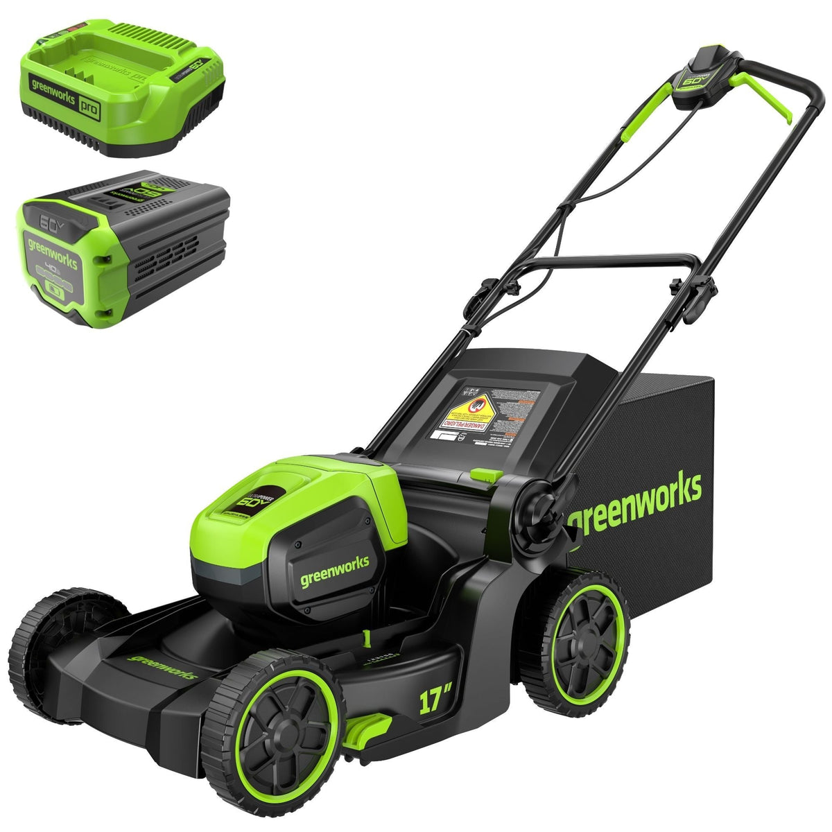 Greenworks 60V 17-in Push Lawn Mower with 4.0 Ah Battery & 3A Charger