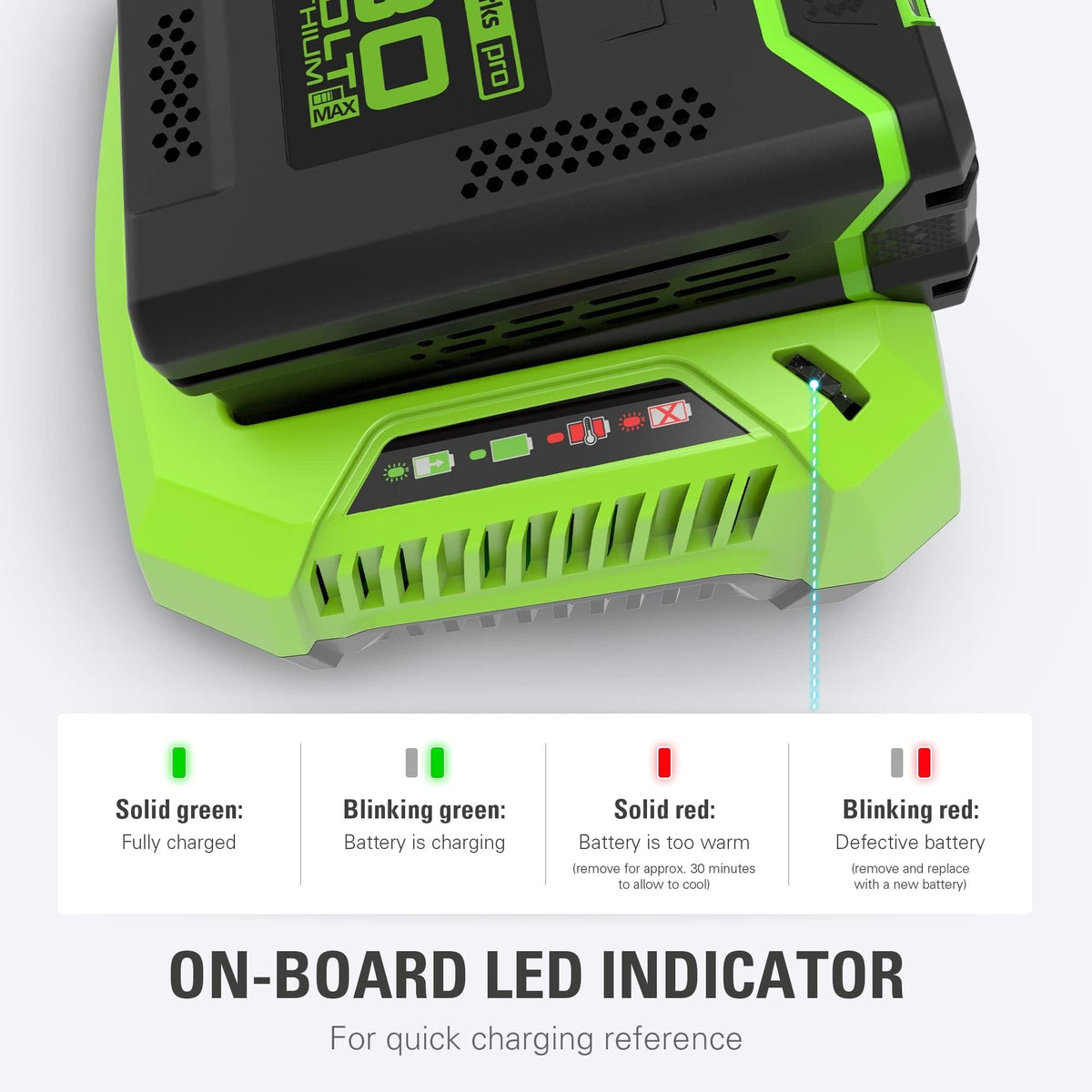 Greenworks PRO 80V 2Ah Lithium-Ion Battery Charger for CT#: 060-1706
