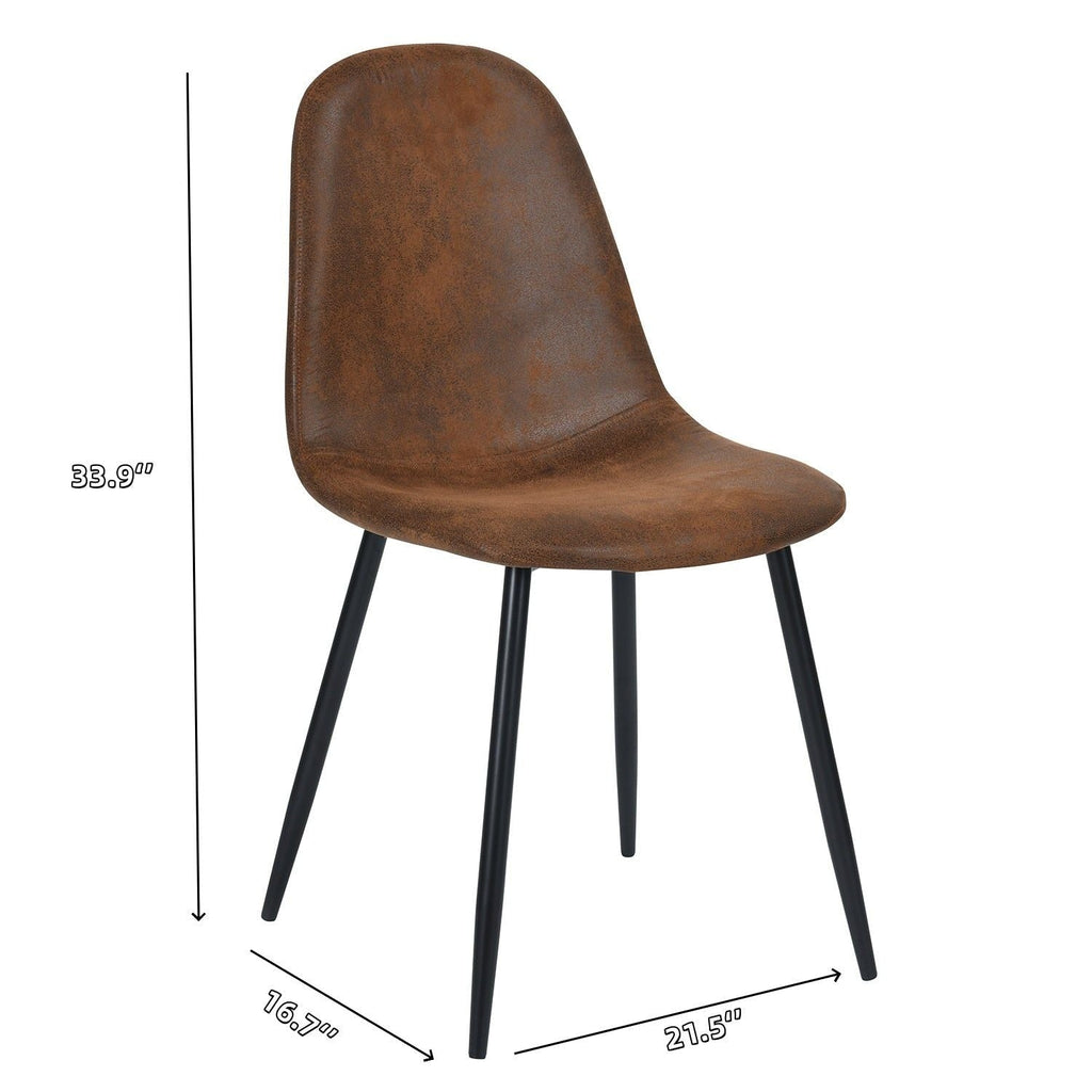 Homycasa Mid-Century Dining Chairs, Brown Suede, 4-pk