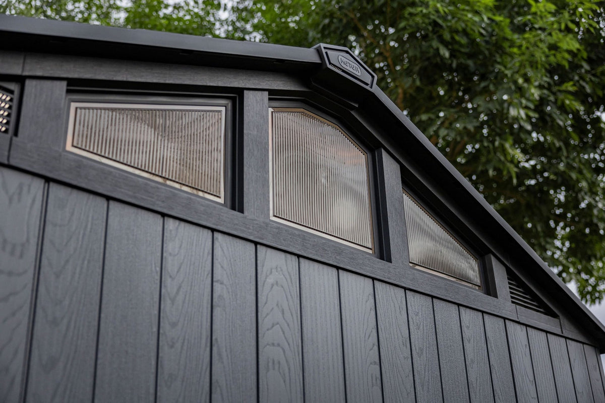 Keter Apex Resin 2-Door Outdoor Storage Shed with Full Length Skylight, Grey, 10-ft x 11.5-ft