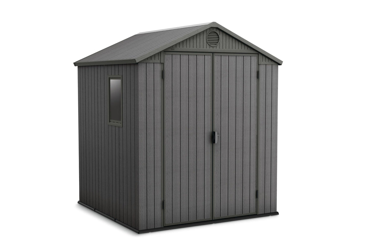 Keter Darwin Outdoor Storage Shed, Grey, 6-ft x 6-ft