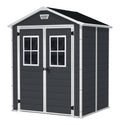 Keter Manor Resin Outdoor Storage Shed with Fixed Window, Grey, 6-ft x 5-ft