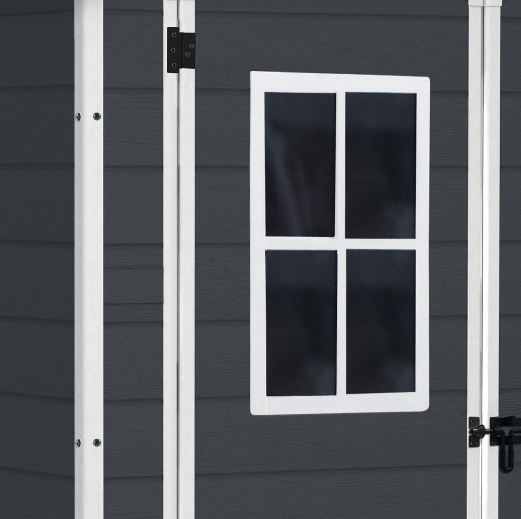 Keter Manor Resin Outdoor Storage Shed with Fixed Window, Grey, 6-ft x 5-ft