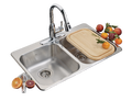 Kindred Reginox Drop In Double Bowl 3-Hole Kitchen Sink, 31.25-in LR x 20.5-in FB, Stainless Steel