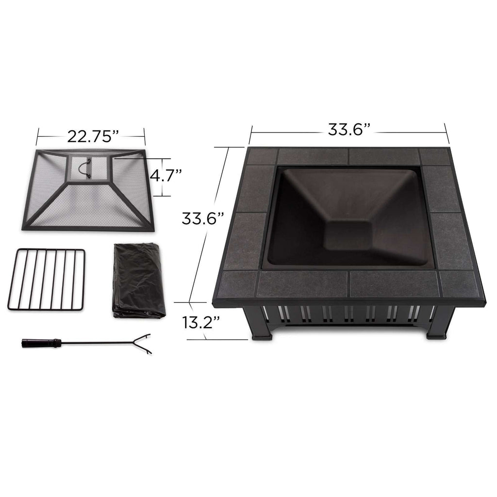 Lafayette Square Wood Burning Fire Pit in Black, 34-in
