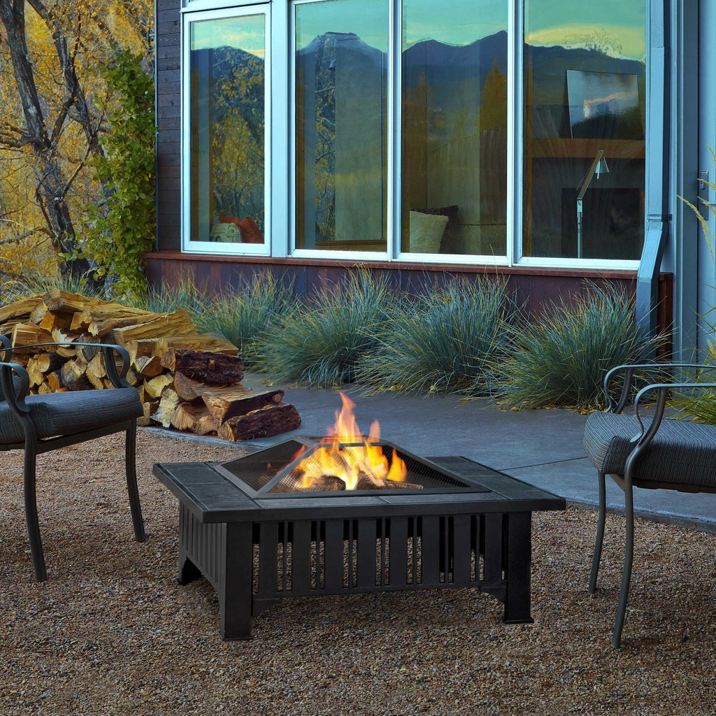 Lafayette Square Wood Burning Fire Pit in Black, 34-in