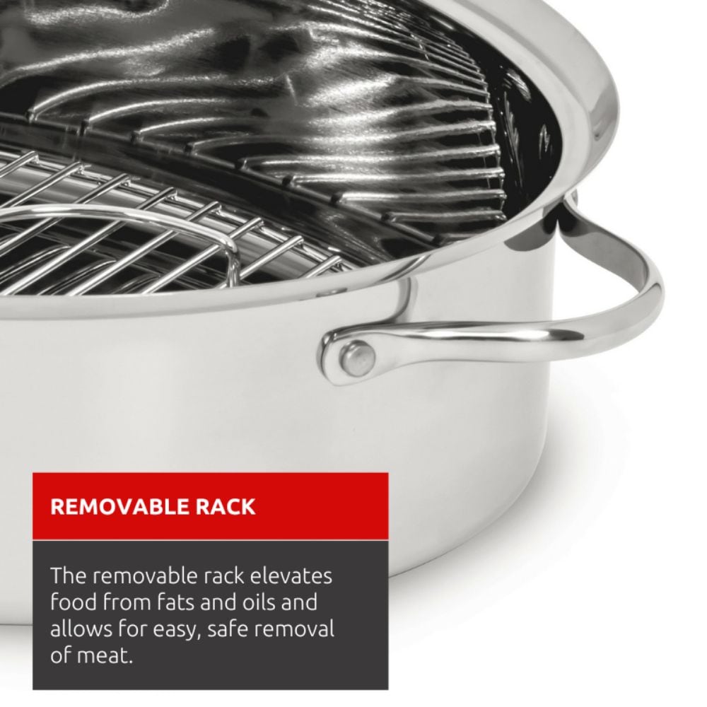 Lagostina 18/10 Stainless Steel Roaster with Removable Rack, 43 x 33cm