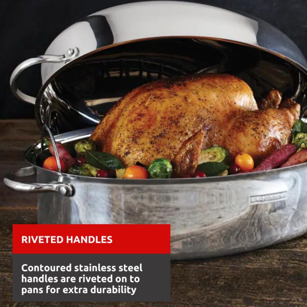 Lagostina 18/10 Stainless Steel Roaster with Removable Rack, 43 x 33cm