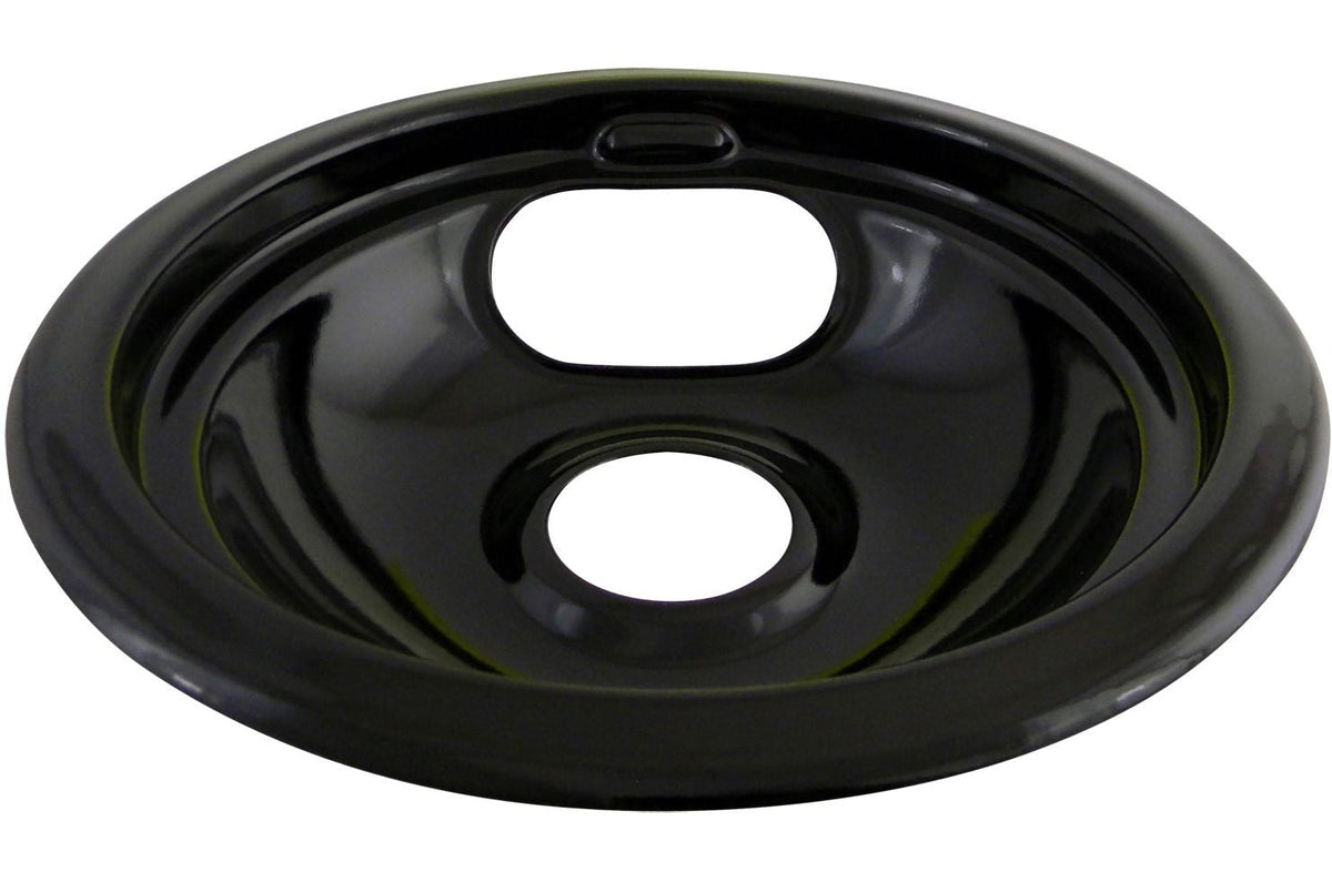 Laser 62243 Porcelain Stove Drip Pan with Trim Ring, Dishwasher Safe, Black, 6-in