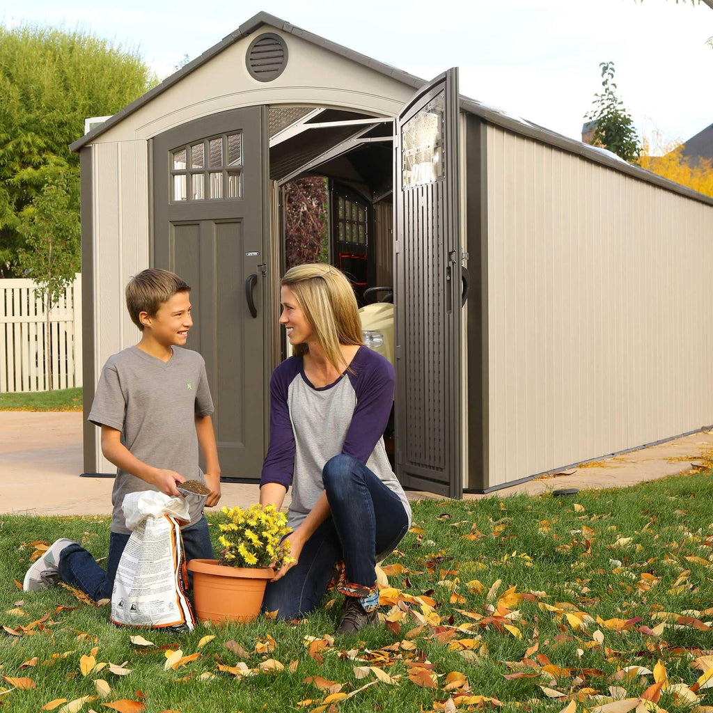 Lifetime Outdoor Storage Shed with Dual Side Entry, 20 x 8-ft