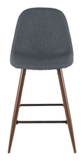 LumiSource Pebble Armless Upholstered Counter/Bar Stool (2-Piece Set), Walnut/Blue