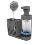Madesmart Non-Slip Foaming Hand/Dish Soap Pump Dispenser & Sink Caddy Organizer, Grey