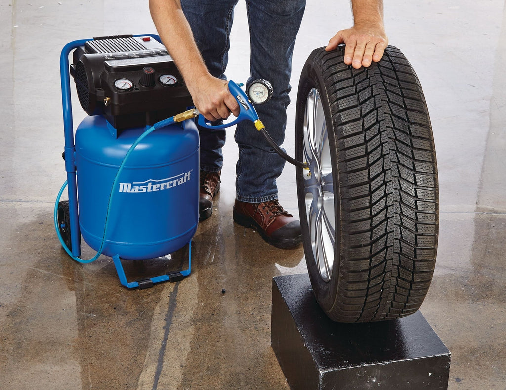 Mastercraft 10-Gallon Oil-Free Portable Vertical/Horizontal Air Compressor, 135 PSI, 1.8 HP