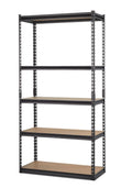 Mastercraft Adjustable 5-Shelf Steel Metal & Wood Storage Rack / Shelving Unit, 36 x 16 x 72-in