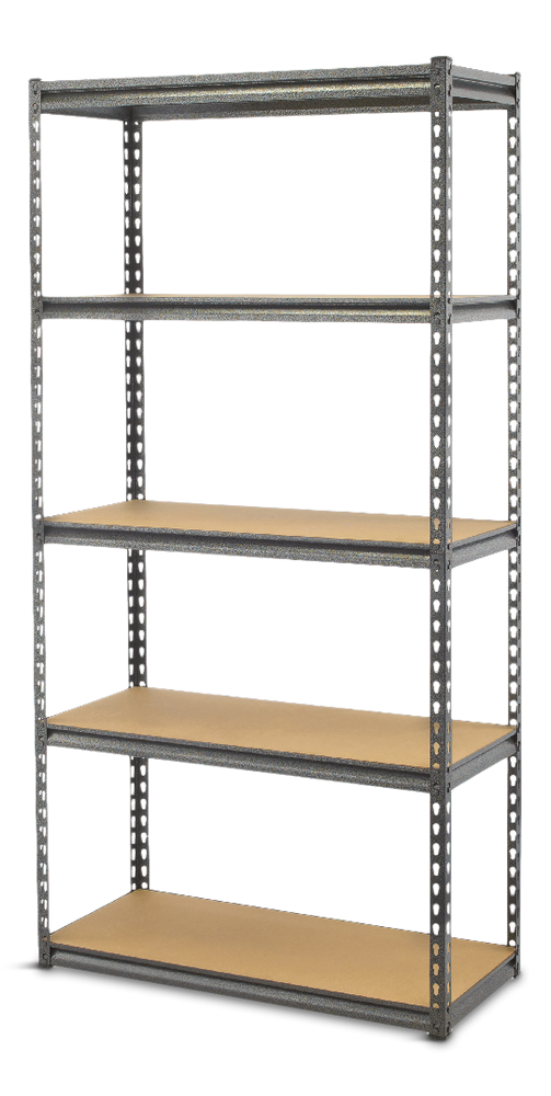 Mastercraft Adjustable 5-Shelf Steel Metal & Wood Storage Rack / Shelving Unit, 36 x 16 x 72-in