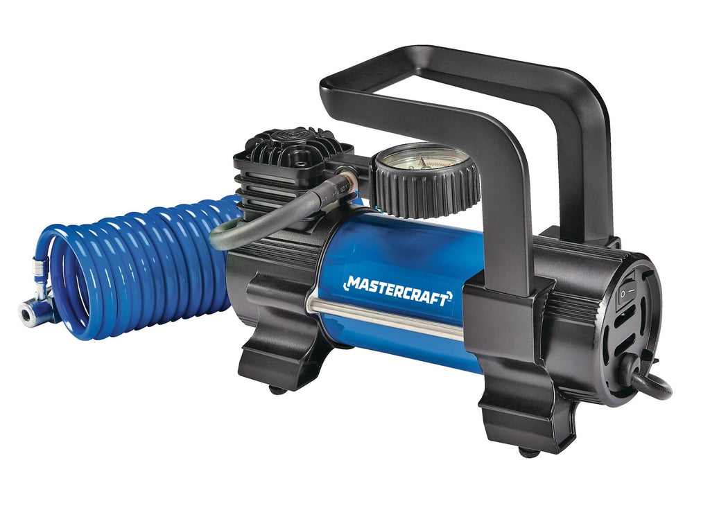 Mastercraft Portable 120V Inflator with Built-in Analog Pressure Gauge
