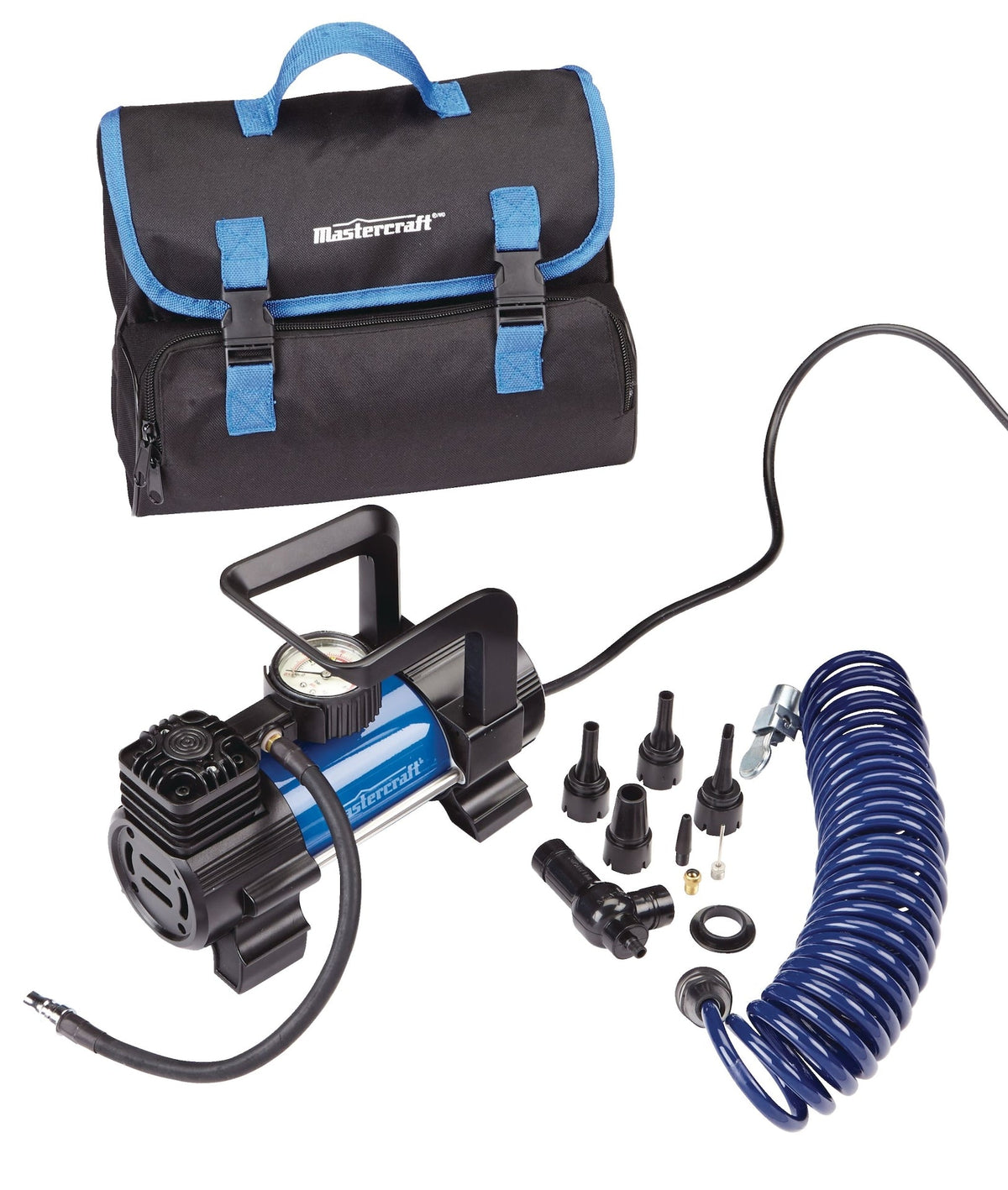 Mastercraft Portable 120V Inflator with Built-in Analog Pressure Gauge