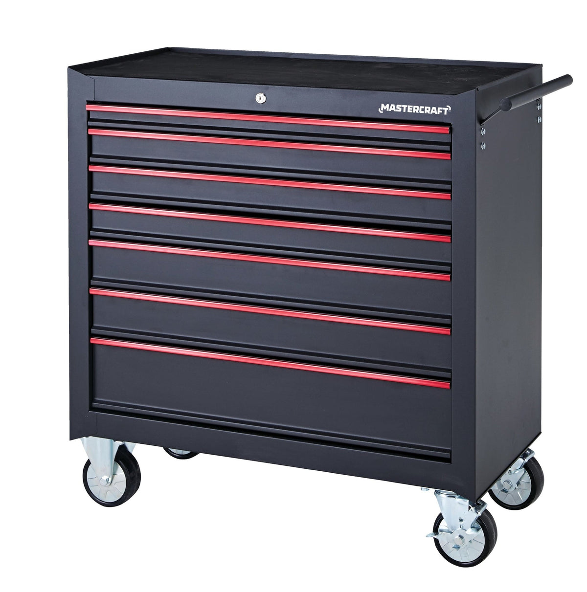 Mastercraft Rolling Tool Storage Cabinet with 7 Drawers, Black, 36-in