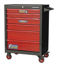 Mastercraft Rolling Tools Storage Cabinet with 6 Drawers, Black&Red, 26-in