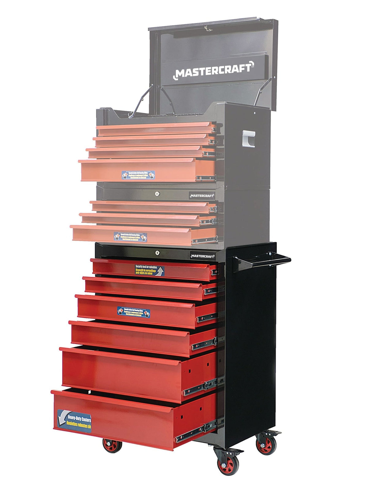 Mastercraft Rolling Tools Storage Cabinet with 6 Drawers, Black&Red, 26-in