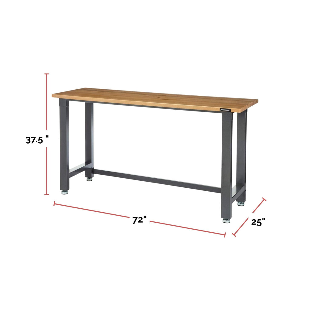 Mastercraft Wooden Top Work Bench, 72 x 24 x 37.5-in