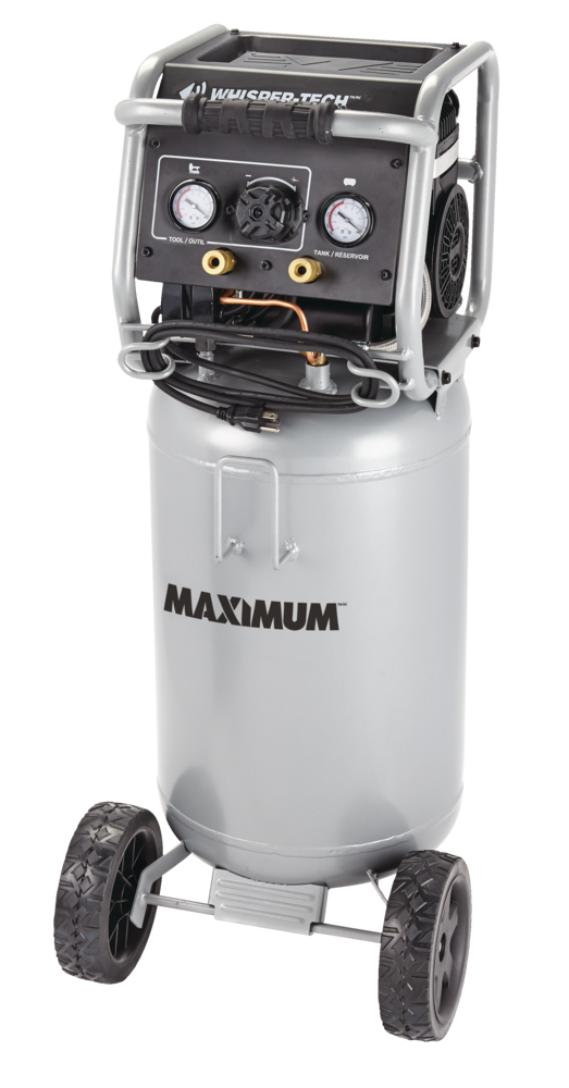 MAXIMUM 15-Gallon Oil-Free Quiet Portable Vertical Air Compressor with Top Tray