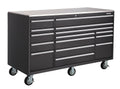 MAXIMUM Rolling Tools Storage Cabinet with 15 Drawers, Black, 72-in x 30-in