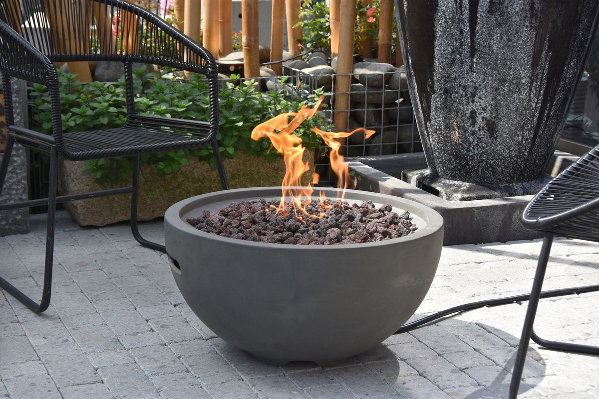 Modeno Nantucket Round Propane-Fueled Fire Bowl with Lava Rock & Canvas Cover, 40,000 BTUs, 14-in