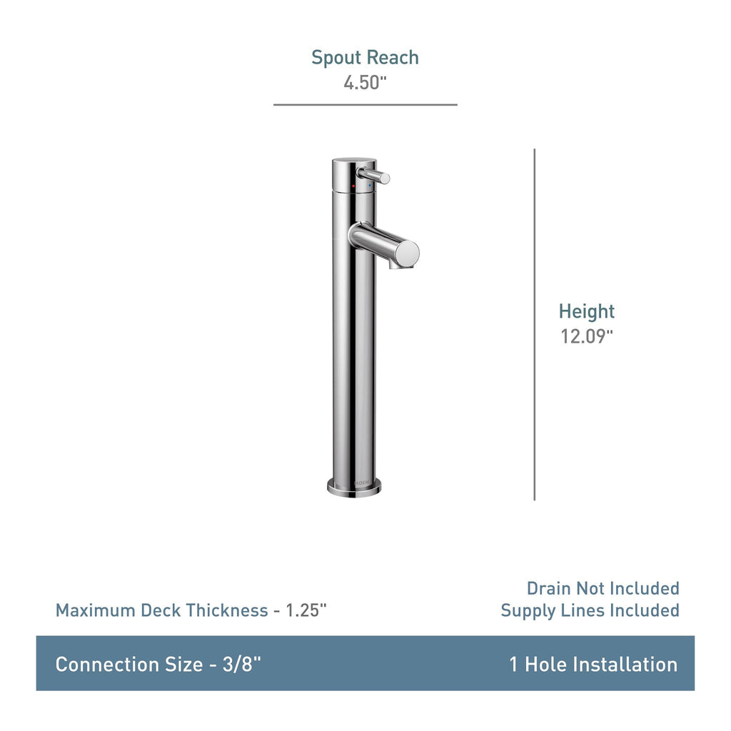 Moen Align Single Handle High Arc Single Hole Bathroom Sink Faucet, WaterSense Certified, Brushed Nickel