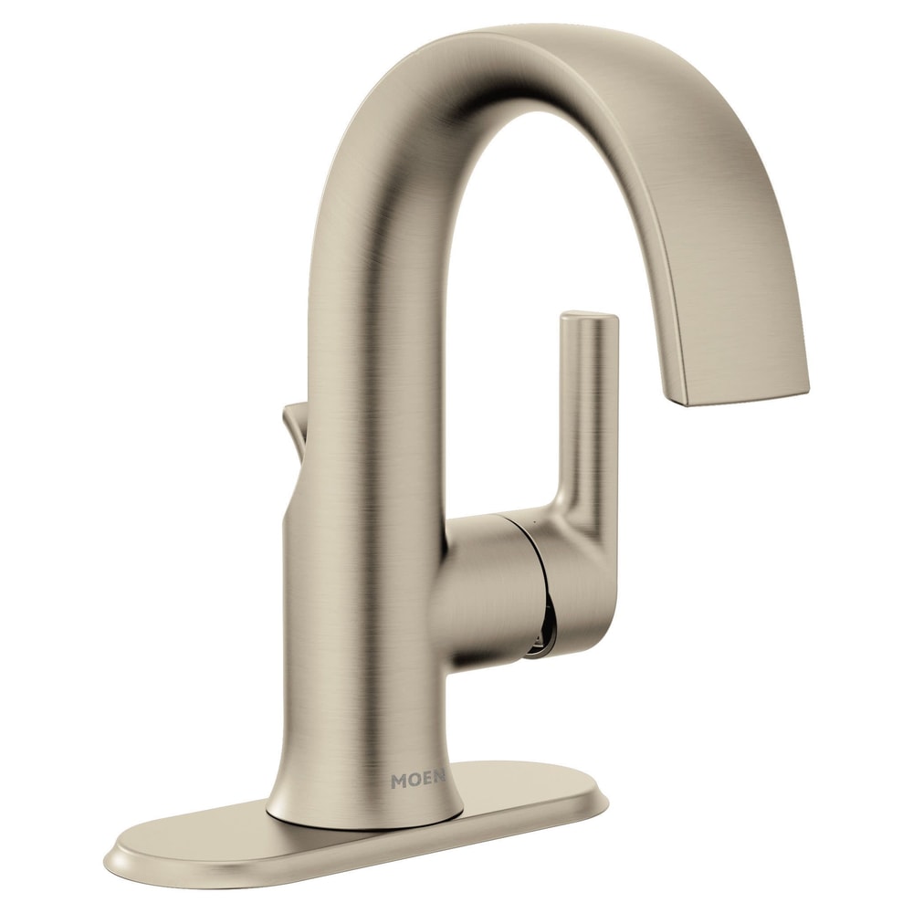 Moen Doux Single Handle Single Hole Bathroom Sink Faucet, WaterSense Certified, Brushed Nickel