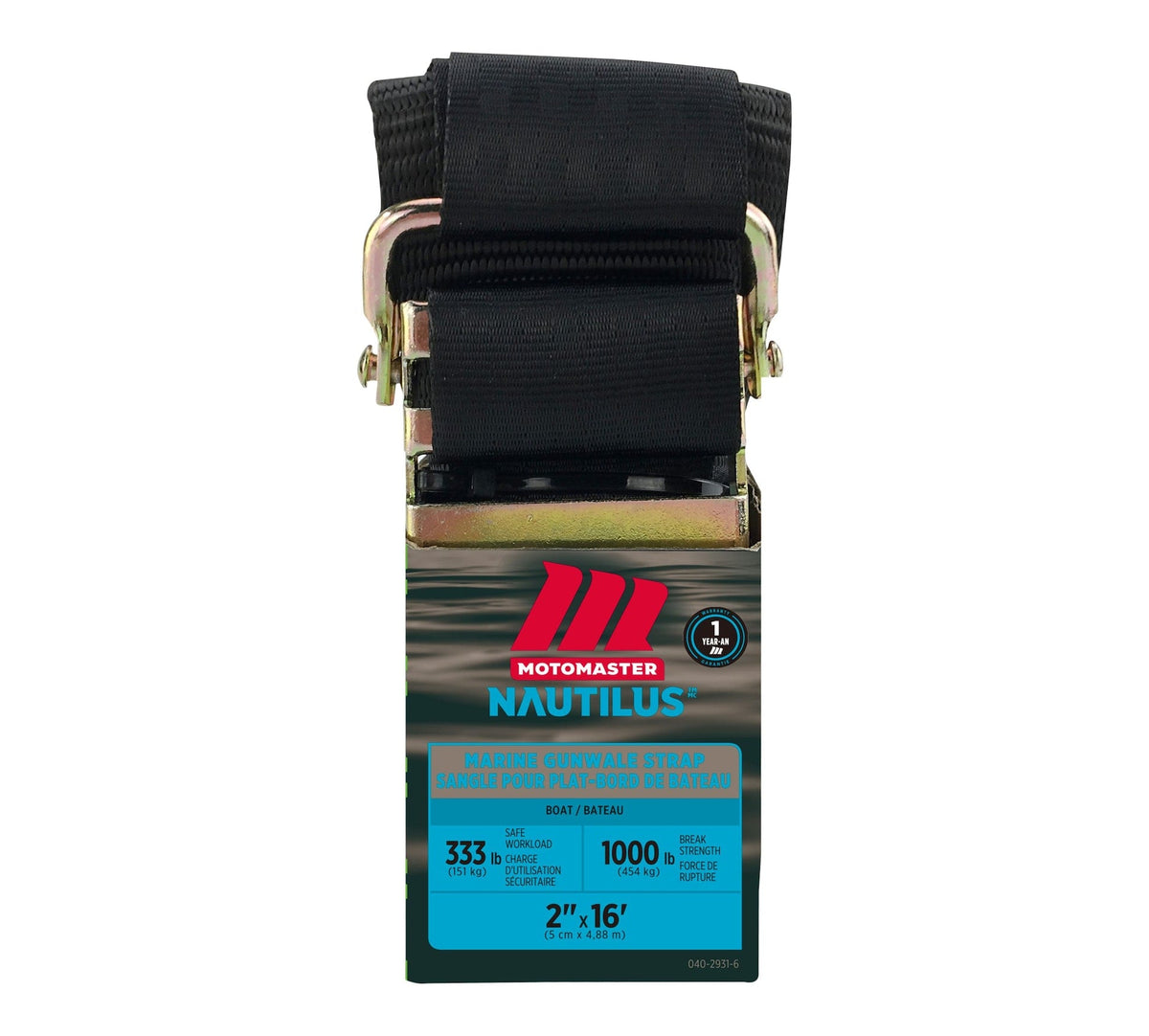 MotoMaster 1,000-lb Marine Gunwale Strap, Fully Adjustable, 2-in x 16-ft