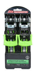 MotoMaster 1,500-lb Reflective Ratchet Tie-Down Strap with Padded D-Handle, 1-in x 12-ft, 2-pk
