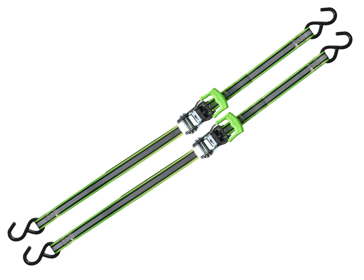 MotoMaster 1,500-lb Reflective Ratchet Tie-Down Strap with Padded D-Handle, 1-in x 12-ft, 2-pk
