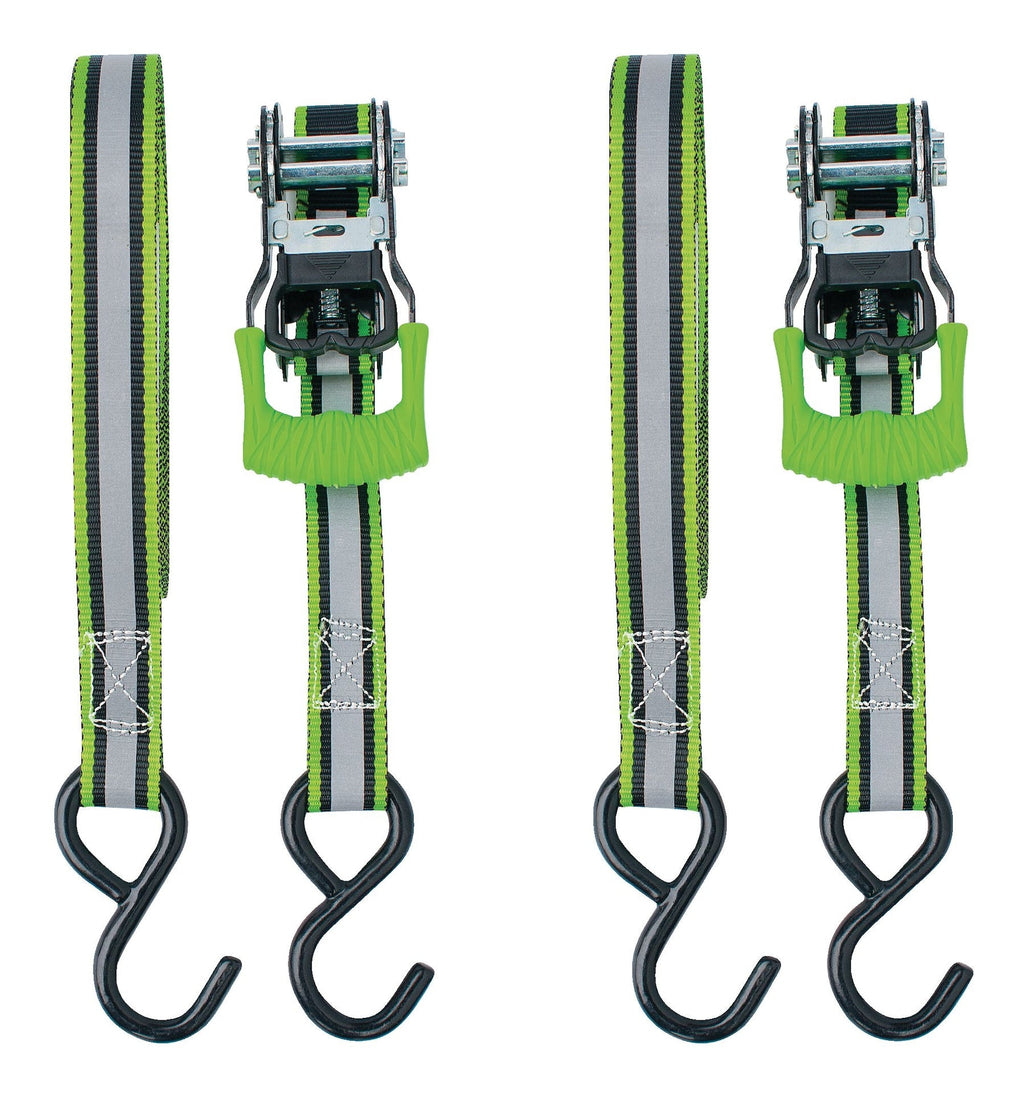 MotoMaster 1,500-lb Reflective Ratchet Tie-Down Strap with Padded D-Handle, 1-in x 12-ft, 2-pk