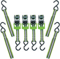 MotoMaster 1,500-lb Reflective Ratchet Tie Down Strap, with Padded D-Handle, 1-in x 12-ft, 4-pk, Green