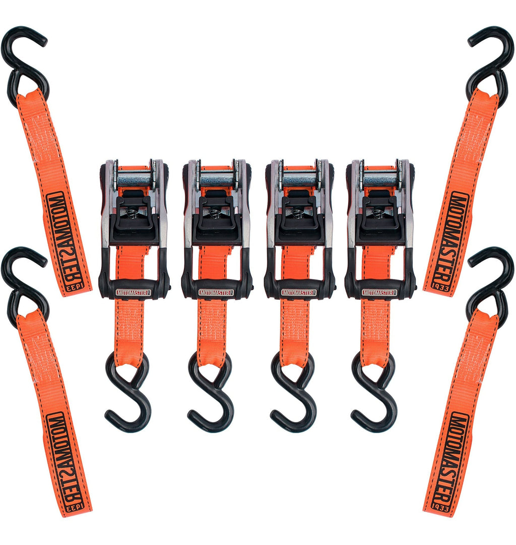 MotoMaster 3,000-lb Heavy Duty Ratchet Tie Down Straps, Extra Long, 1.25-in x 20-ft, 4-pk
