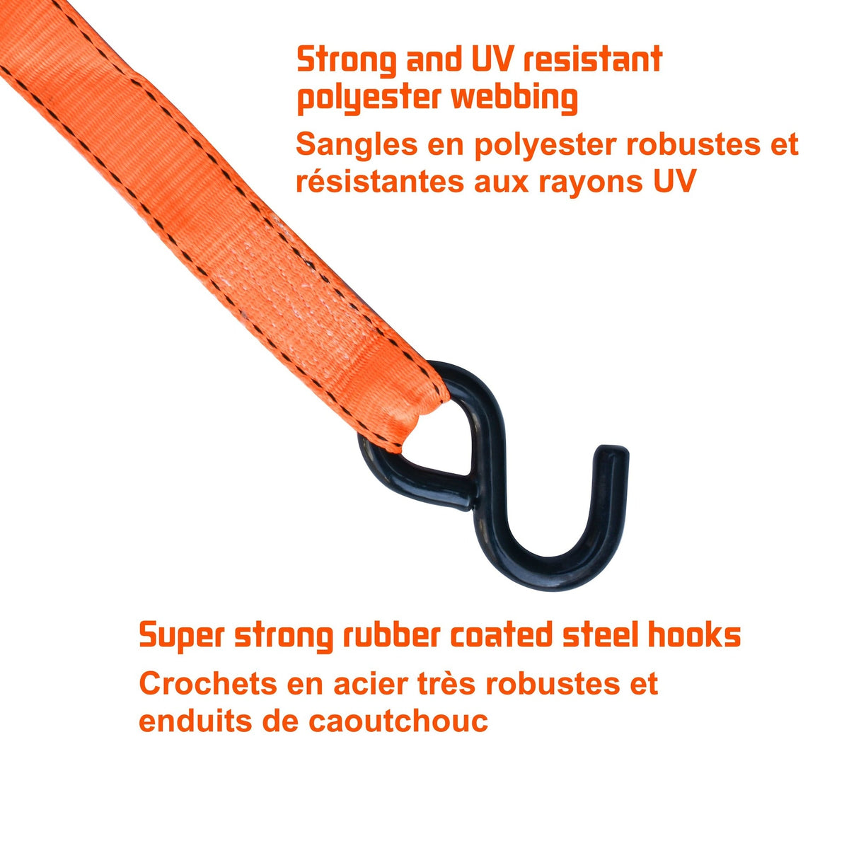 MotoMaster 3,000-lb Heavy Duty Ratchet Tie Down Straps, Extra Long, 1.25-in x 20-ft, 4-pk